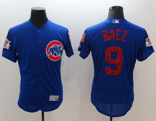 Cubs #9 Javier Baez Blue 2018 Spring Training Authentic Flex Base Stitched MLB Jersey - Click Image to Close